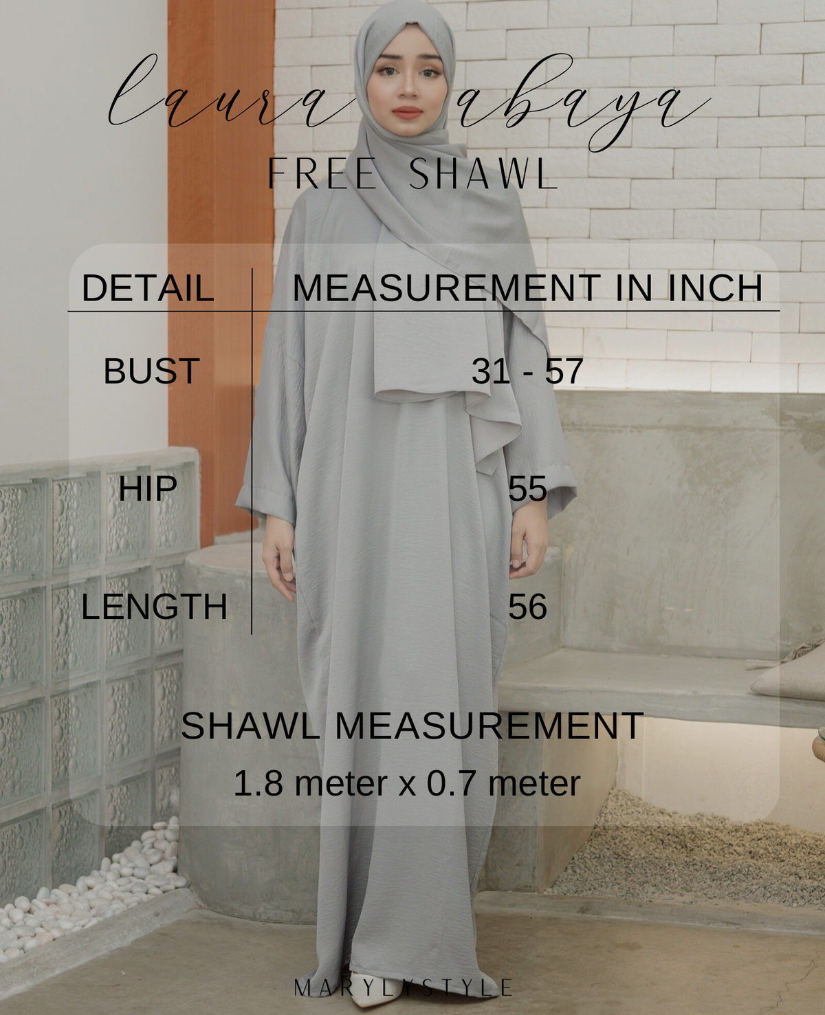 Laura Abaya Free Shawl | Baby Blue