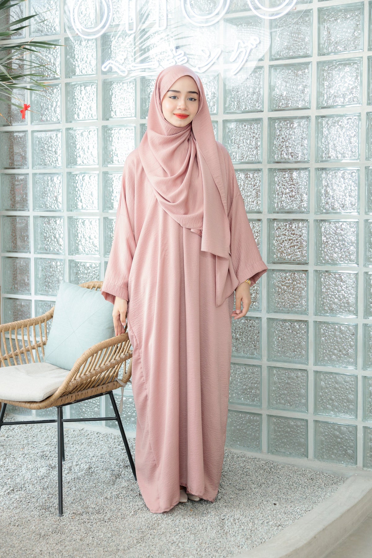 Laura Abaya Free Shawl | Dusty Pink