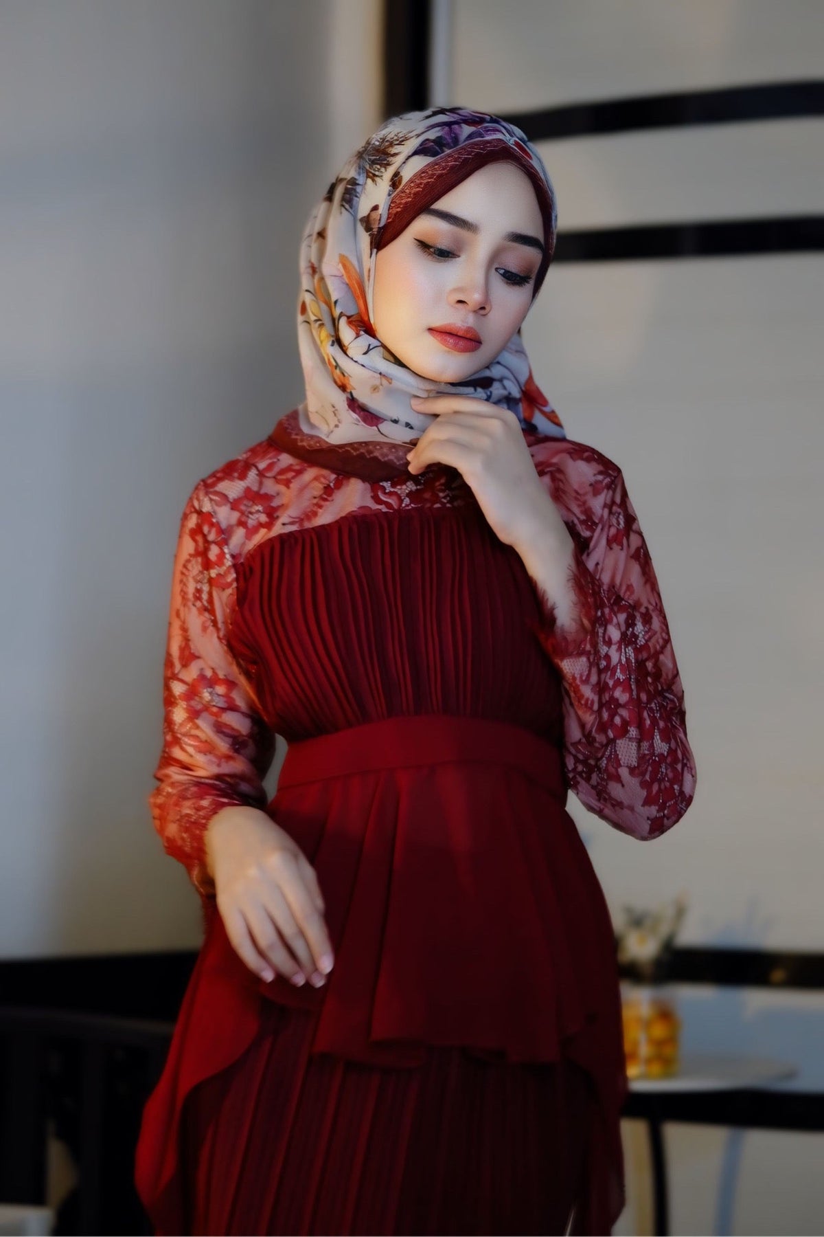 Luna Peplum | Maroon