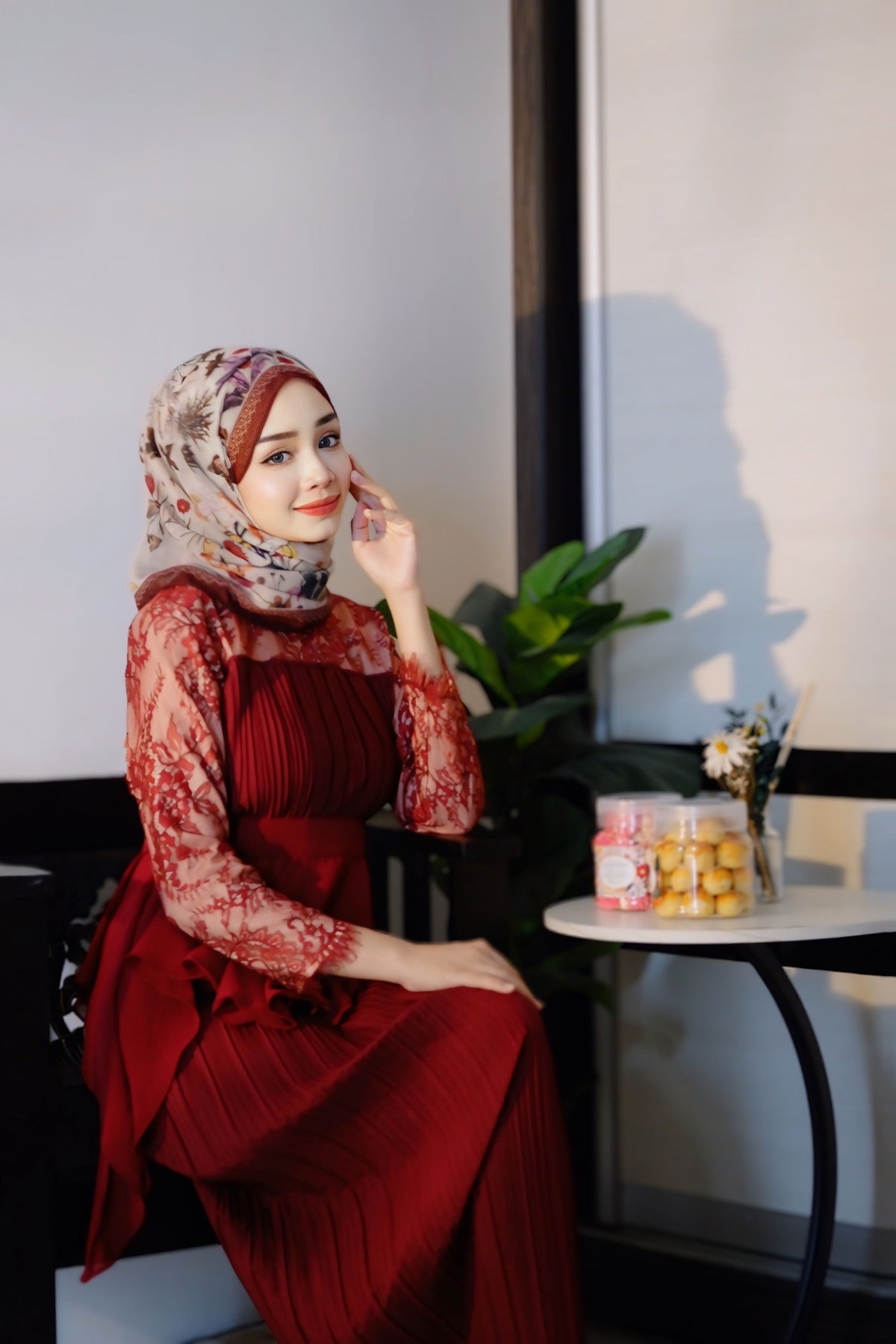 Luna Peplum | Maroon